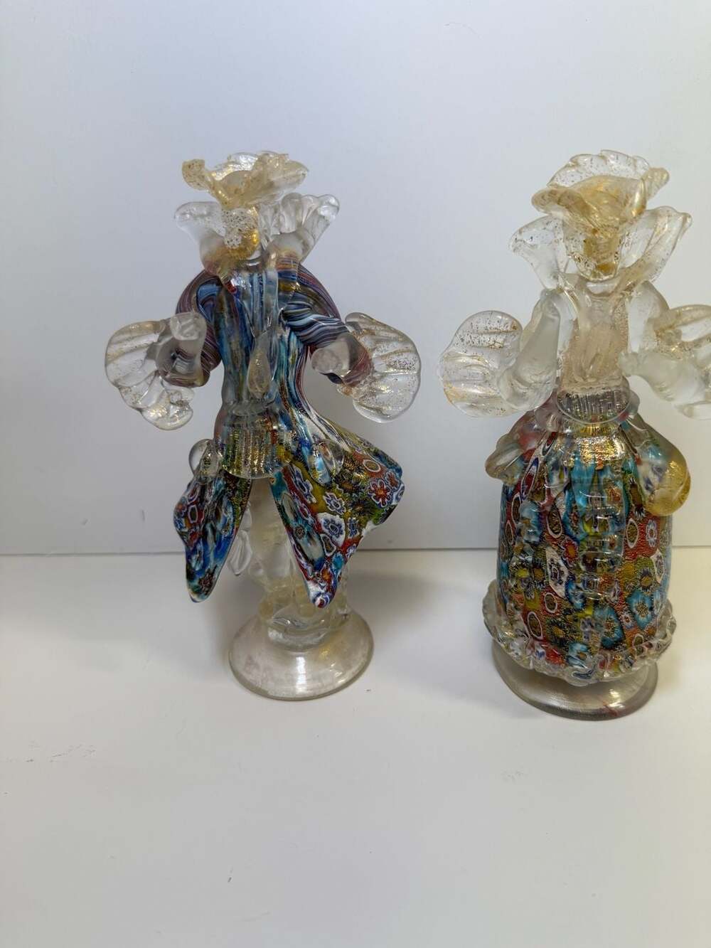 Vintage Murano Art Glass Millefiori Figurine Set